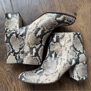 Johnston & Murphy Snakeskin Chunky Heel Booties